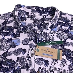 NEW Tailor Vintage Shirt XXL Mens S/S Button Up Dragon Floral Stretch